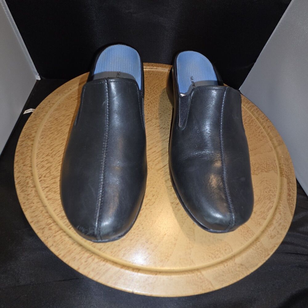 Rockport/DMX Black Leather Comfort Clogs Mule Shoes Women's Size 9W
